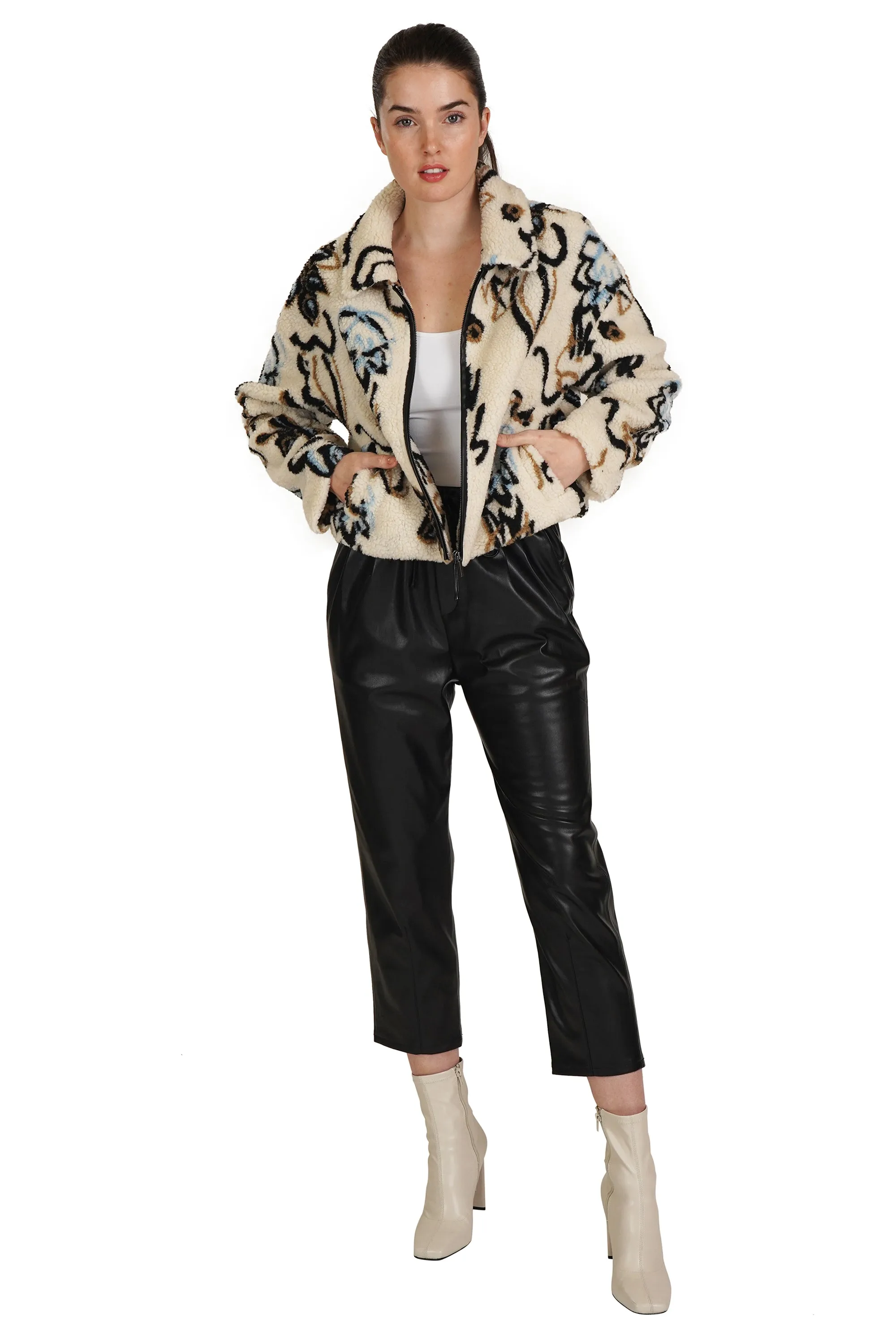 Abstract Pattern Teddy Jacket