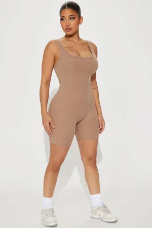 Aideen Ribbed Romper - Taupe