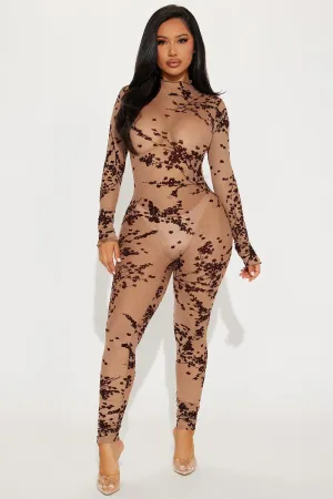 Always Yours Mesh Jumpsuit  - Taupe