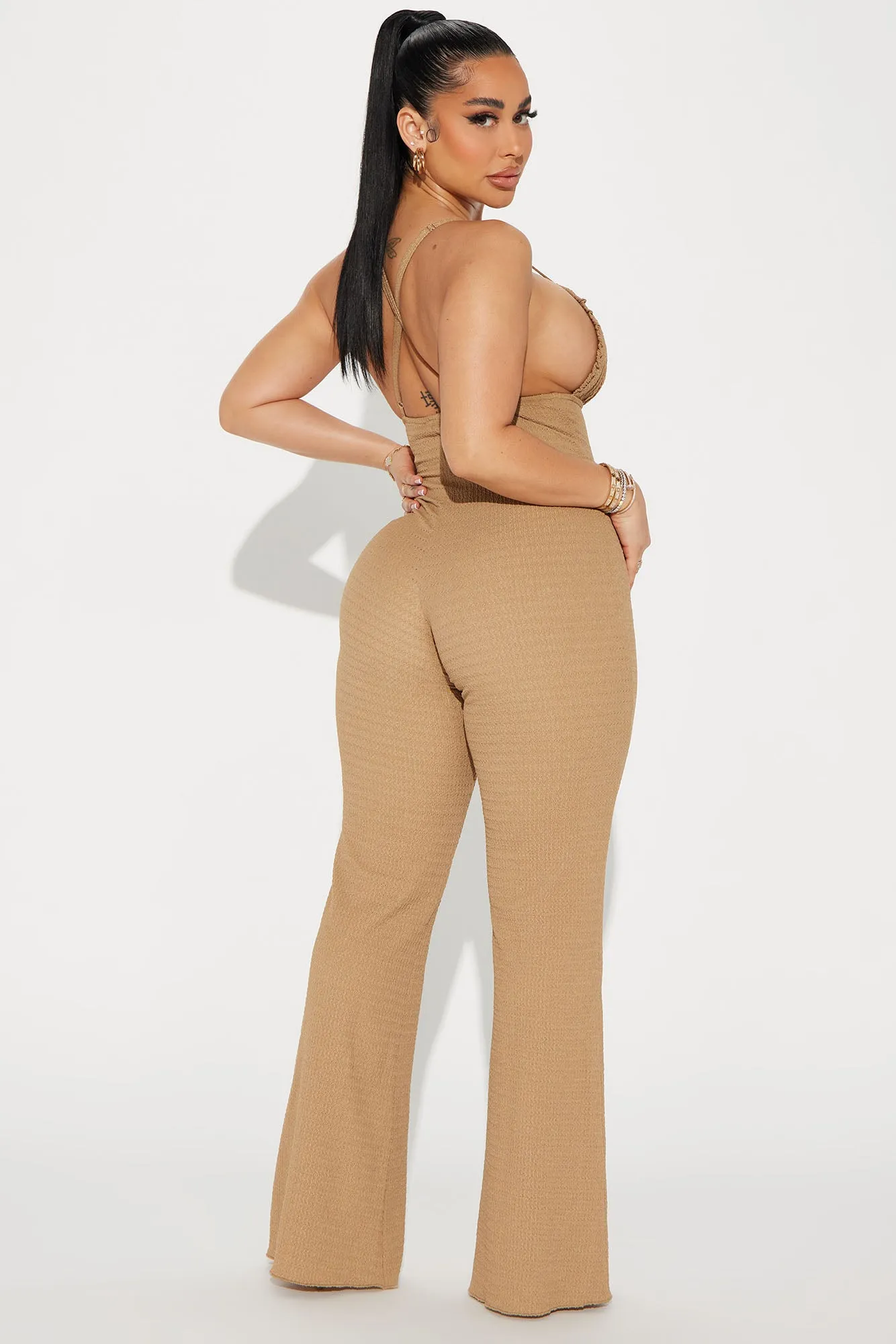 Averie Textured Jumpsuit - Taupe