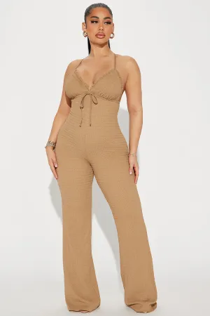 Averie Textured Jumpsuit - Taupe