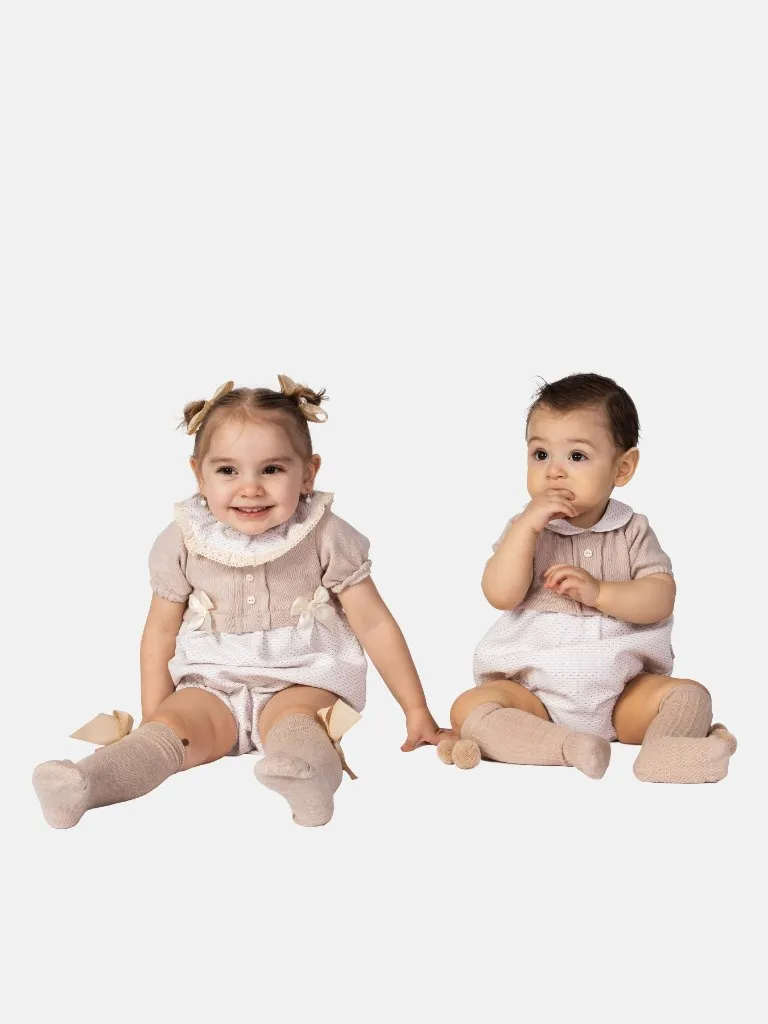 Baby Girl/Boy Ines & Leon Beige Spanish Romper Bundle