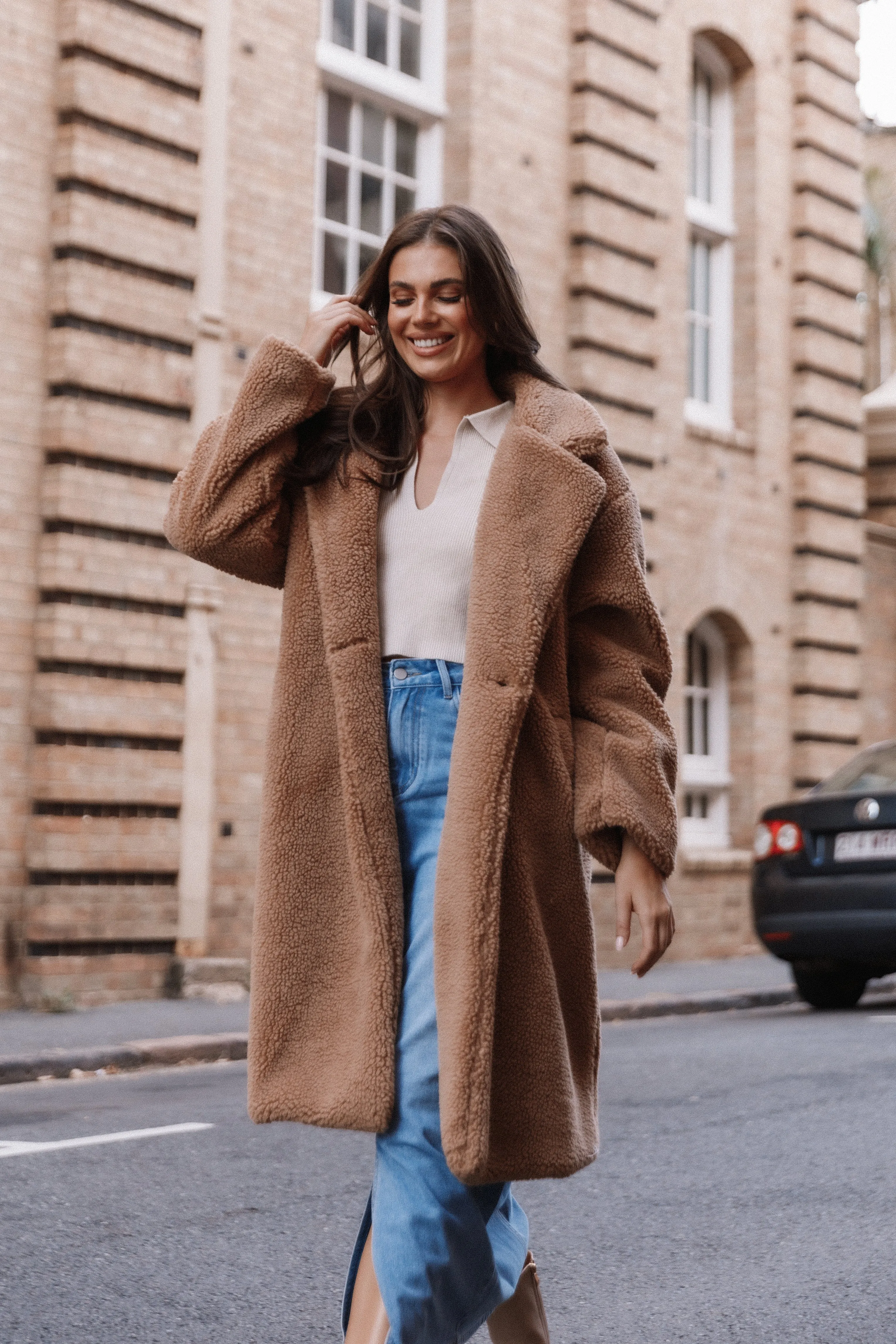 Beatrice Faux Fur Coat - Camel