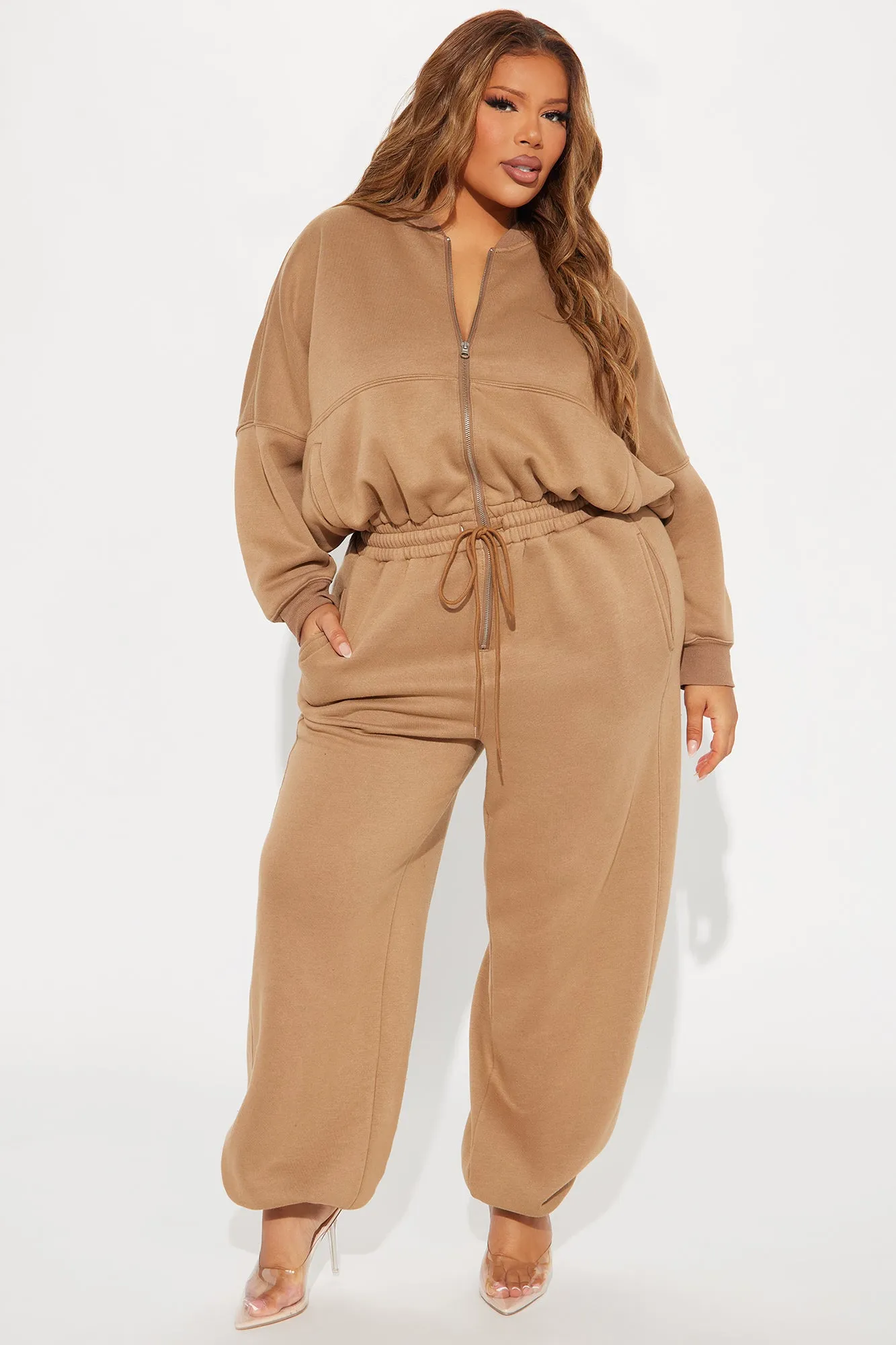 Been Going On Jogger Jumpsuit  - Taupe