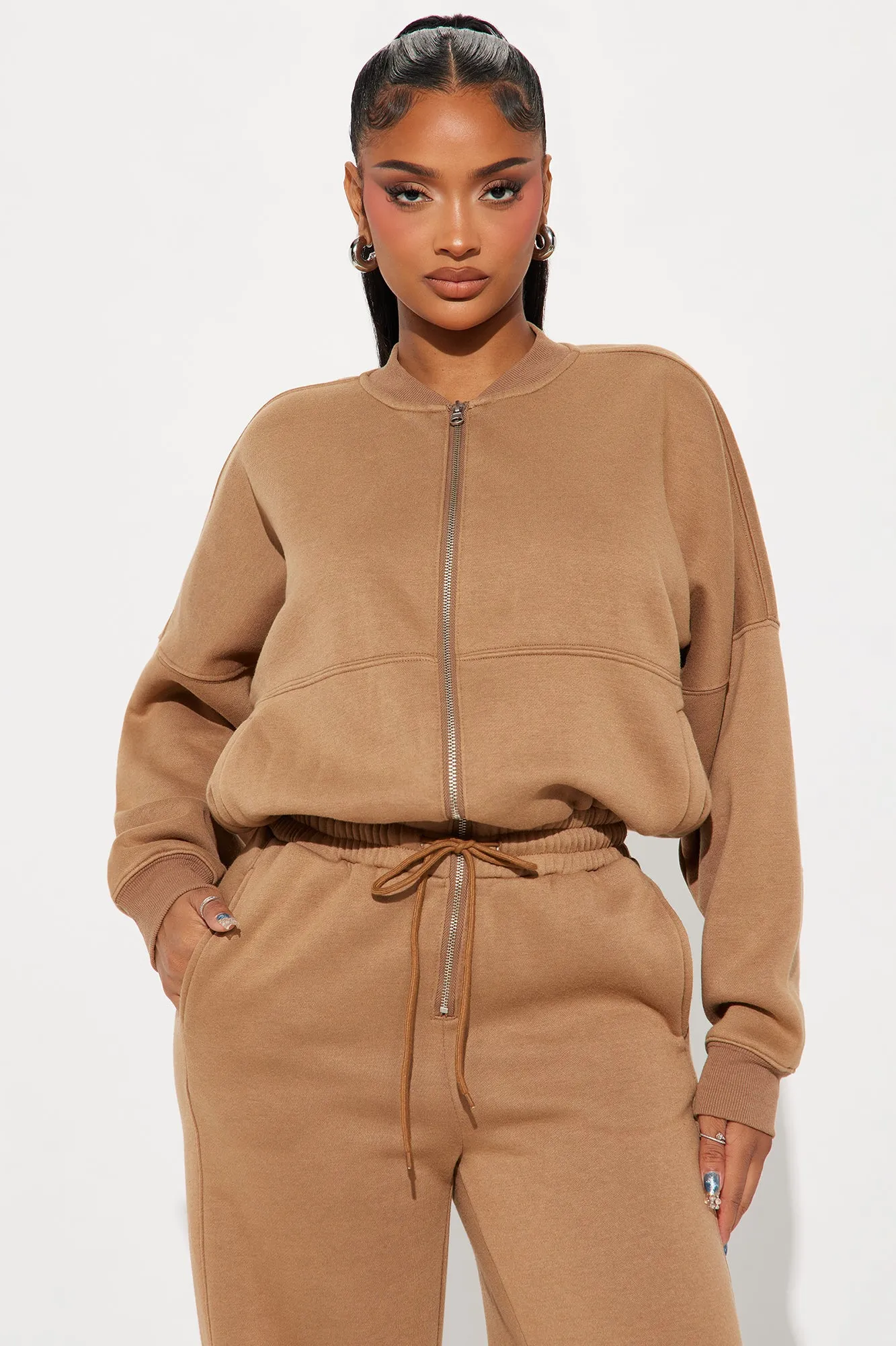 Been Going On Jogger Jumpsuit  - Taupe