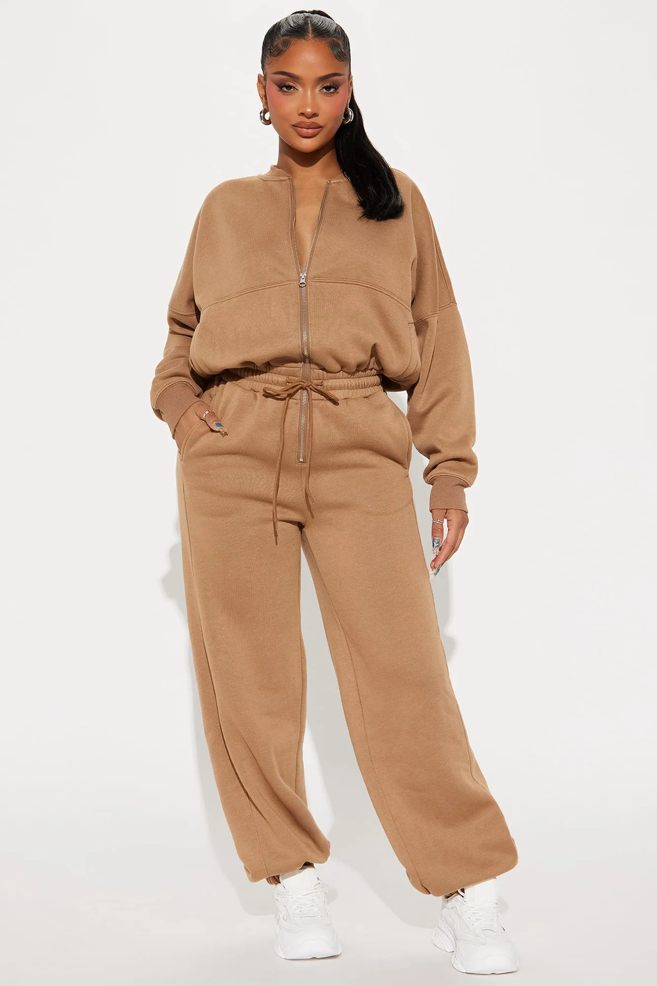 Been Going On Jogger Jumpsuit  - Taupe