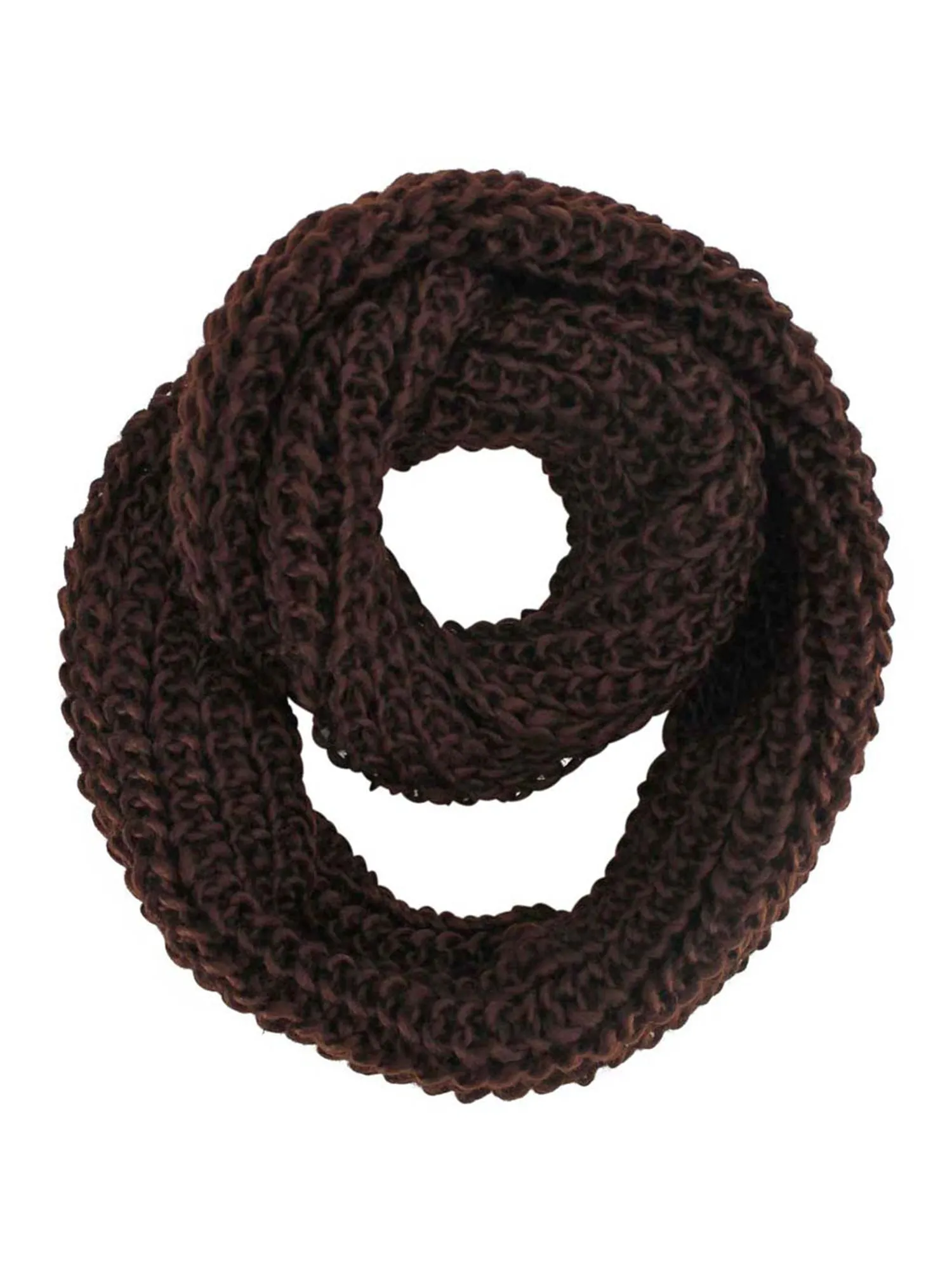 Brown Chunky Knit Infinity Winter Scarf