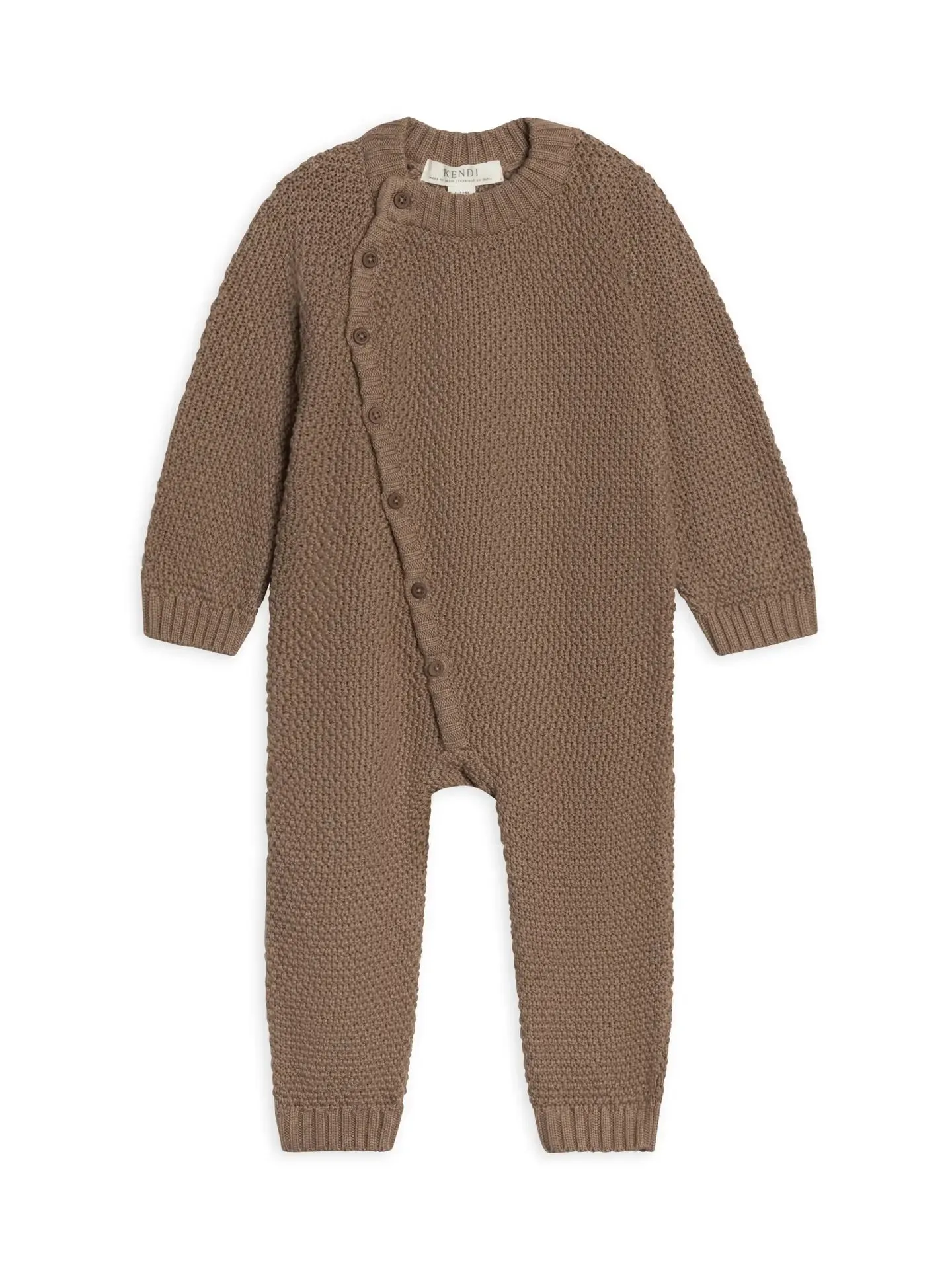 Casey Seed Stitch Sweater Knit Kimono Romper - Taupe