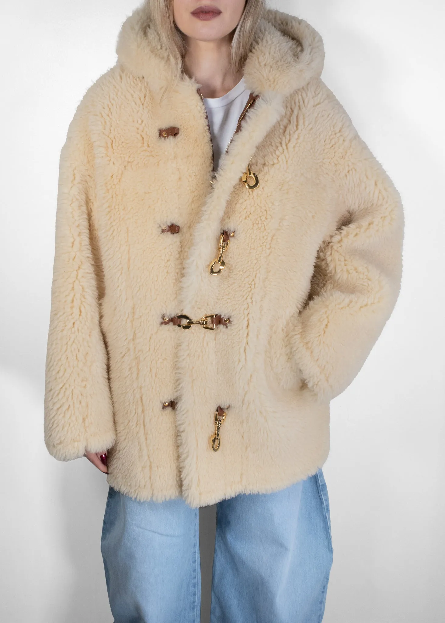 Celine Shearling Cream Duffle Coat