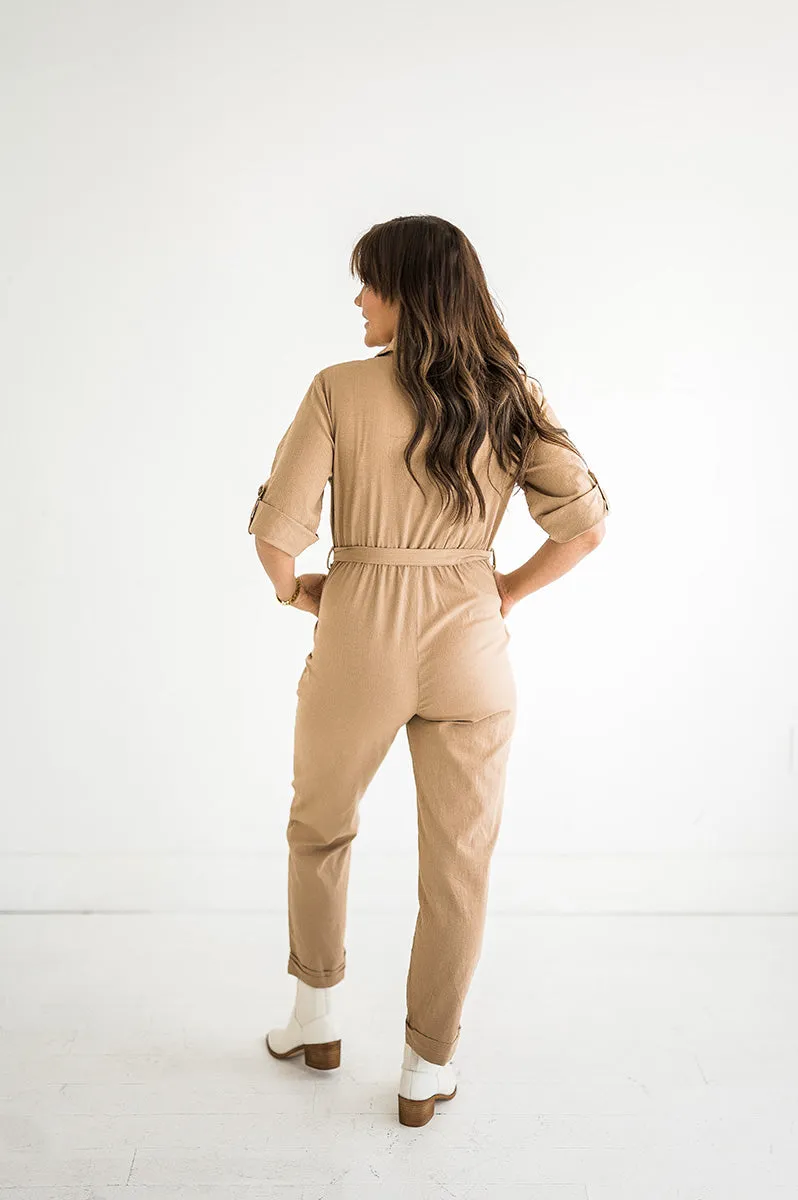 Chloe Jumpsuit in Taupe