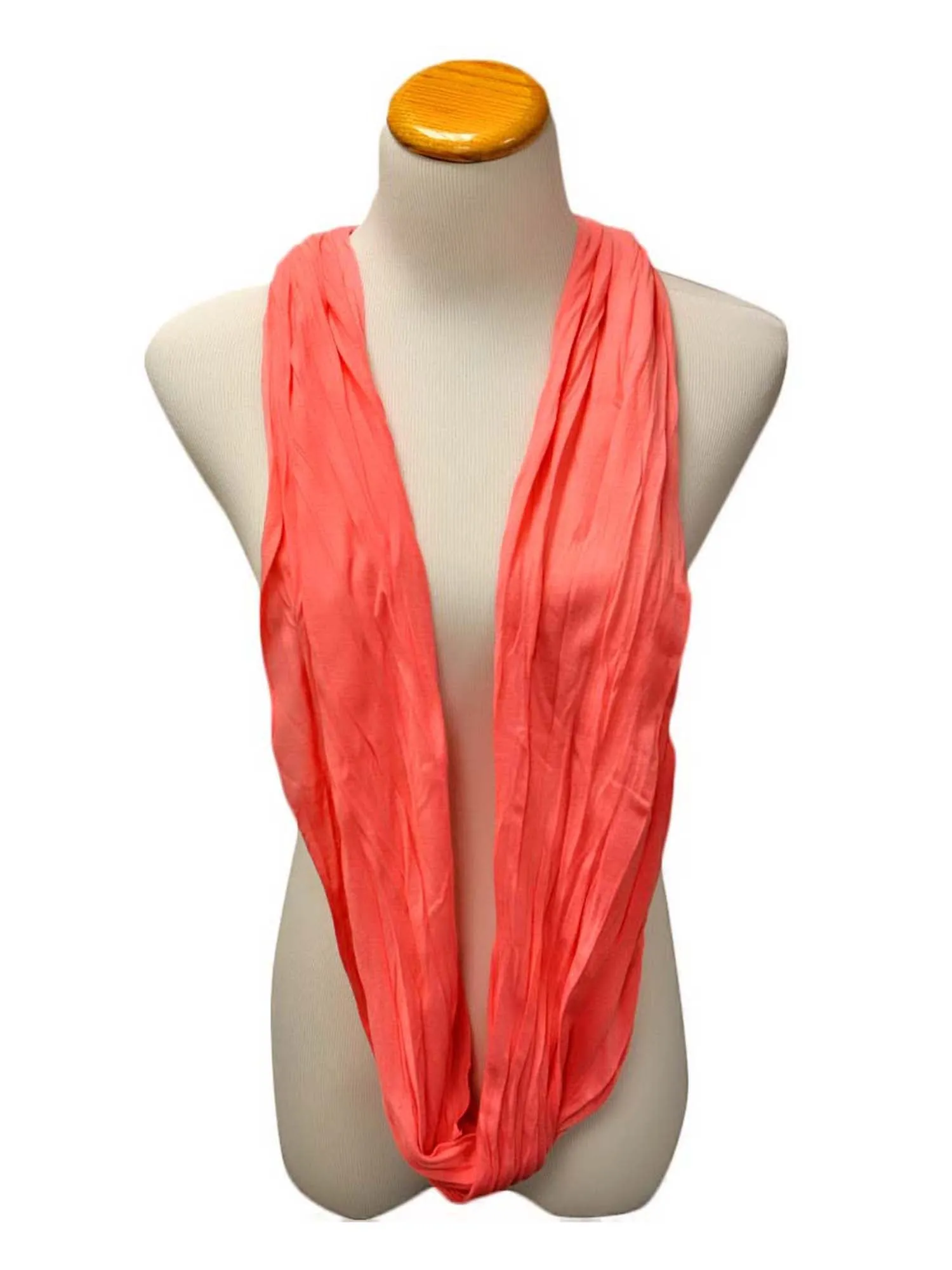 Coral Crinkled Spring Infinity Scarf