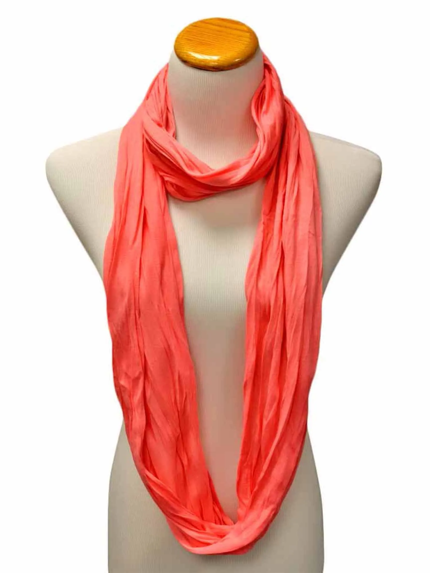 Coral Crinkled Spring Infinity Scarf