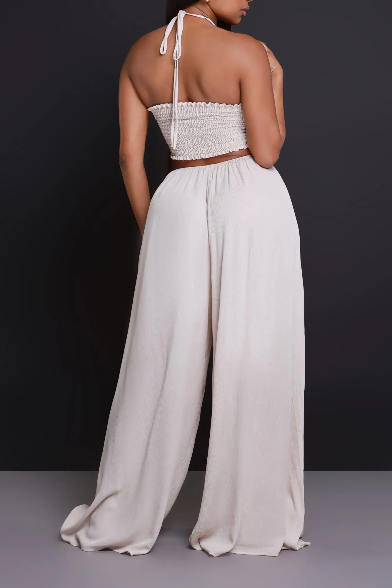 Dream Come True Halter Wide Leg Jumpsuit - Taupe