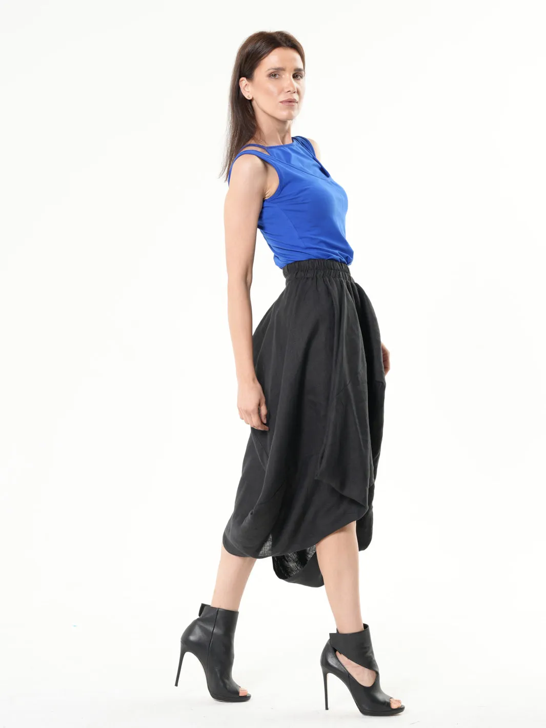 Elastic Waist Linen Skirt