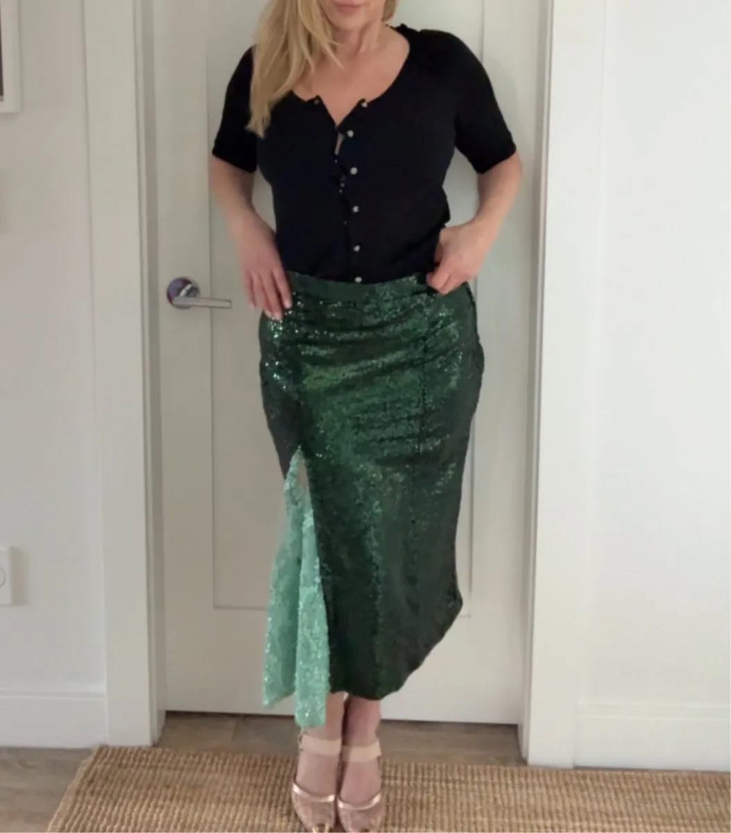 Emerald sequin skirt