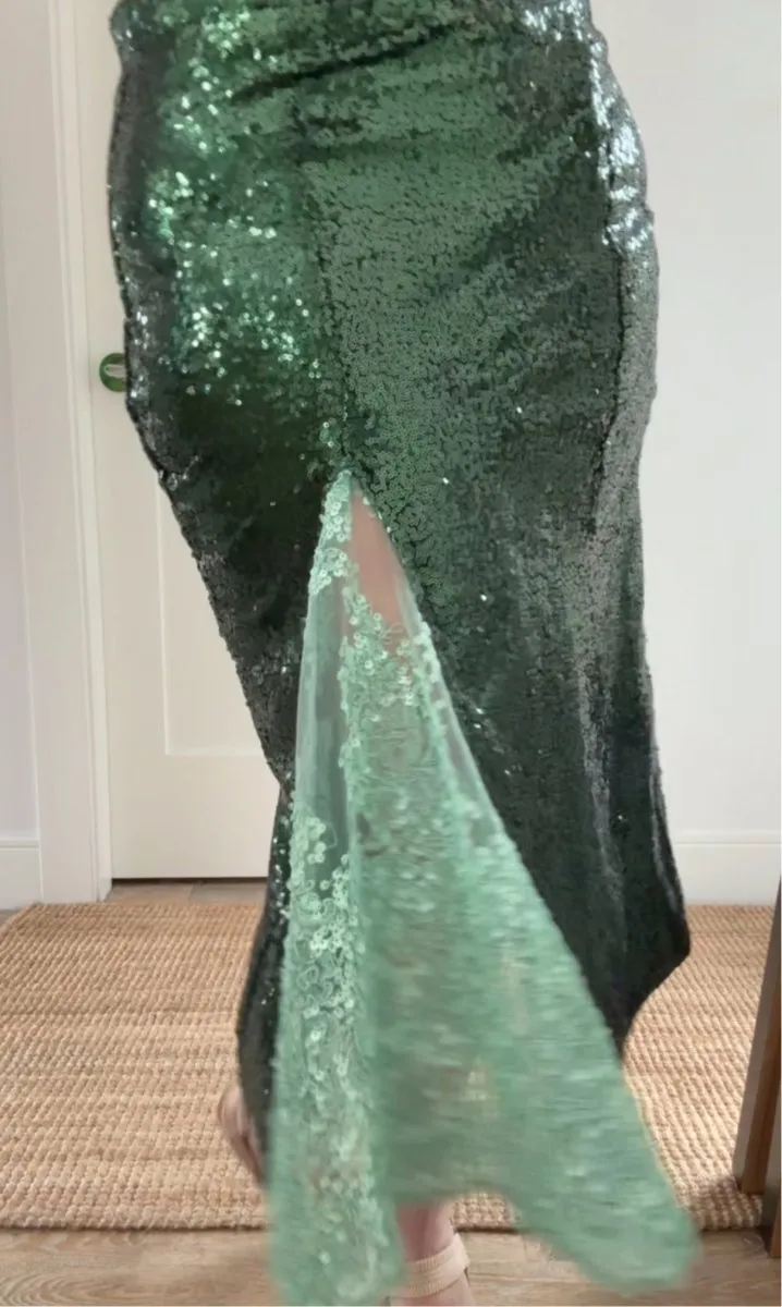 Emerald sequin skirt