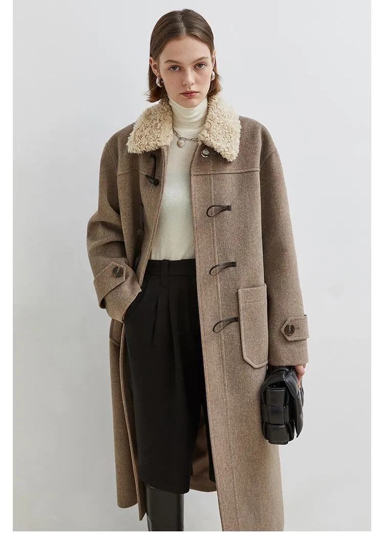 Faux Fur Collar Long Duffle Coat