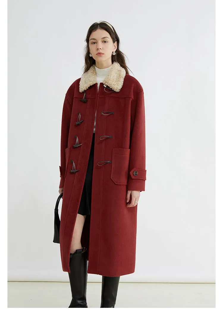 Faux Fur Collar Long Duffle Coat