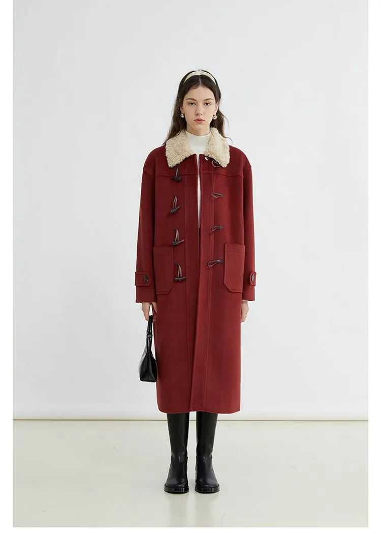 Faux Fur Collar Long Duffle Coat