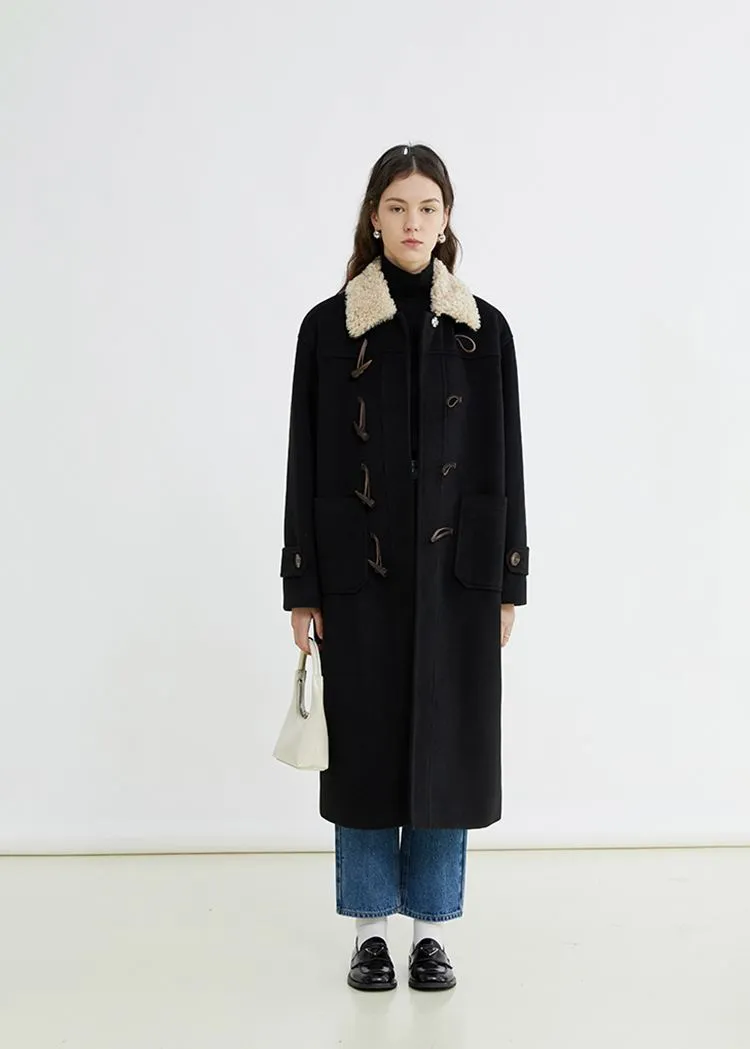 Faux Fur Collar Long Duffle Coat