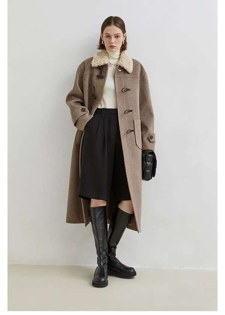 Faux Fur Collar Long Duffle Coat