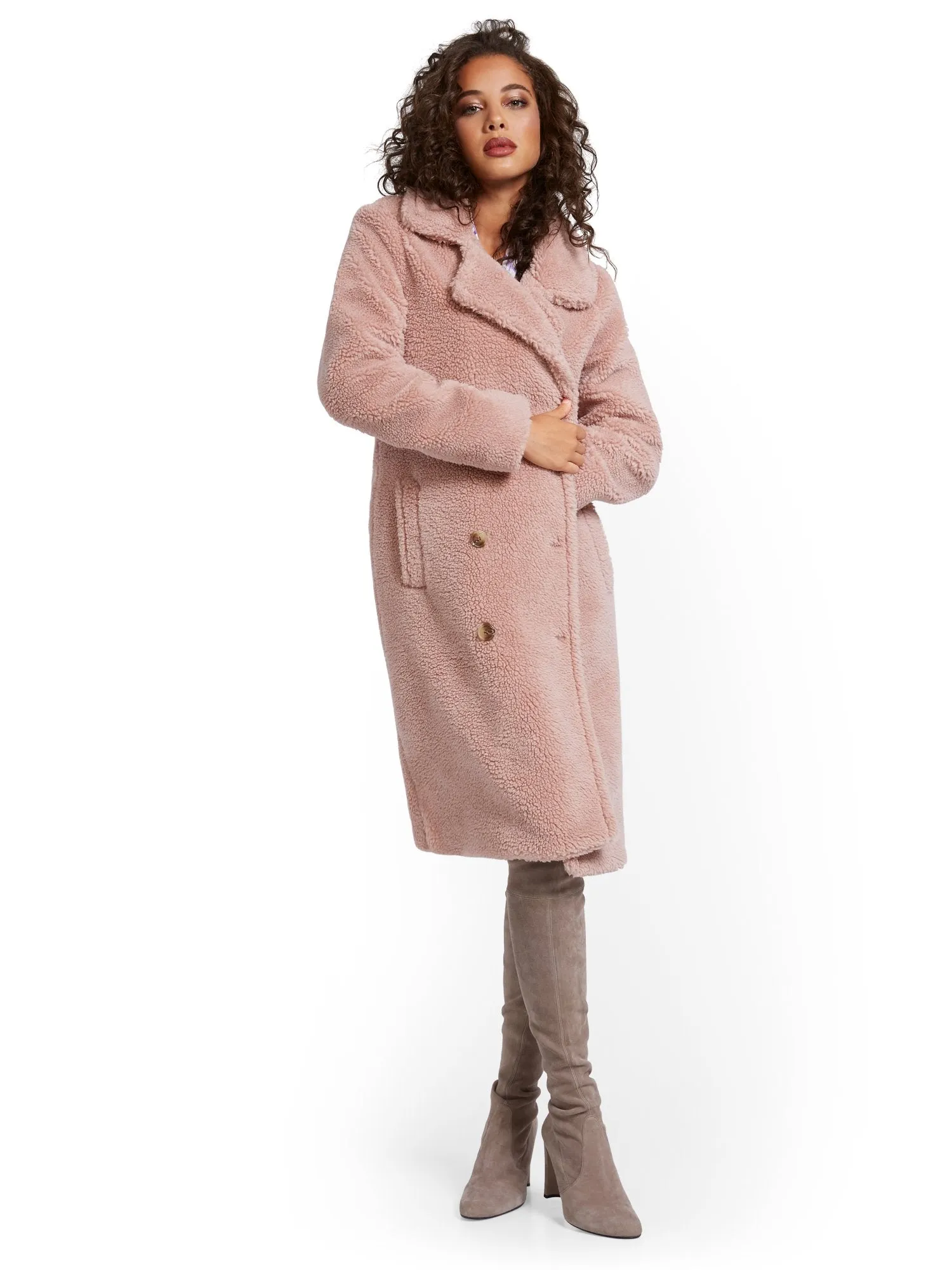 Long Teddy Faux-Fur Coat