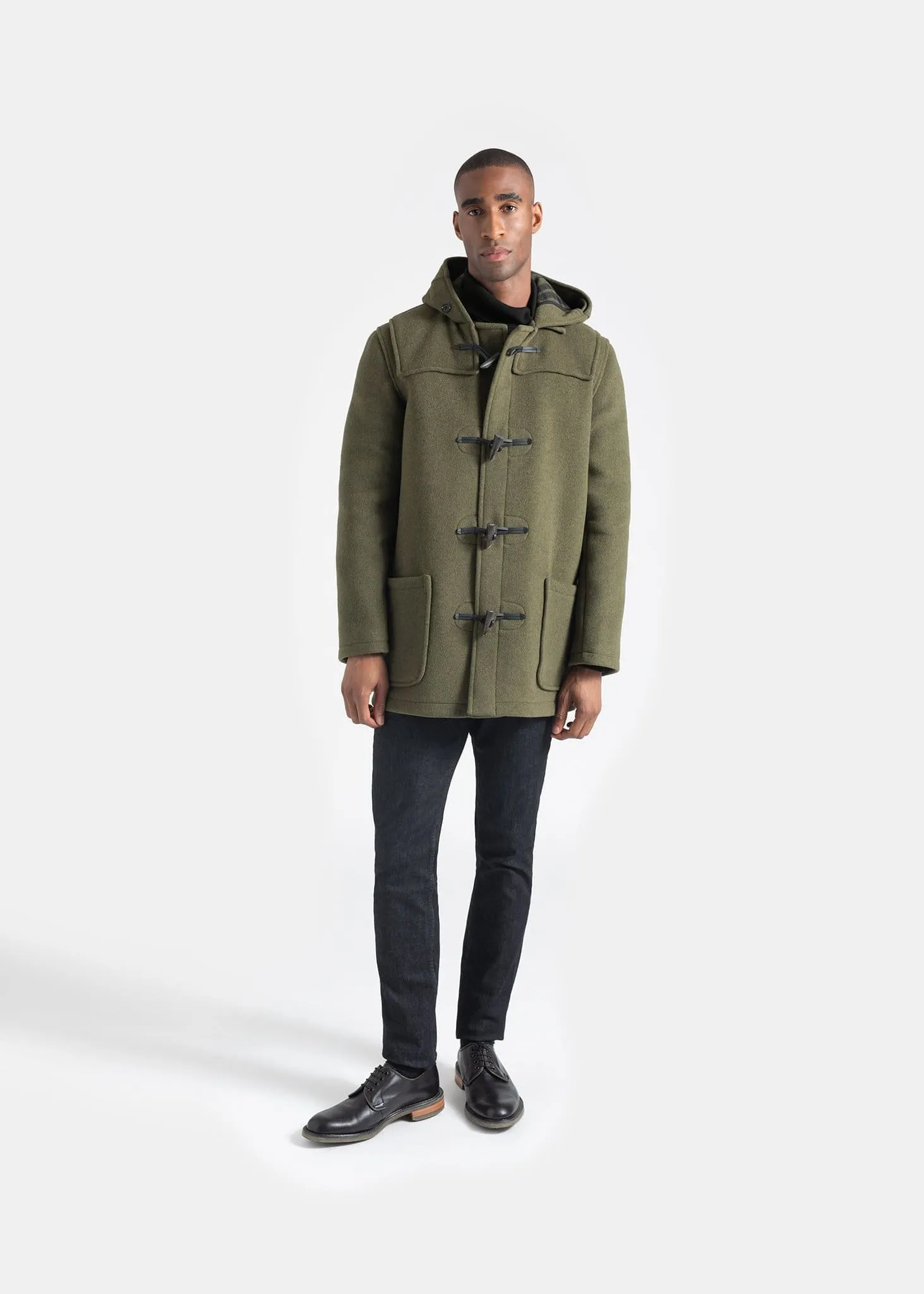 Mid Length Duffle Coat Loden Check