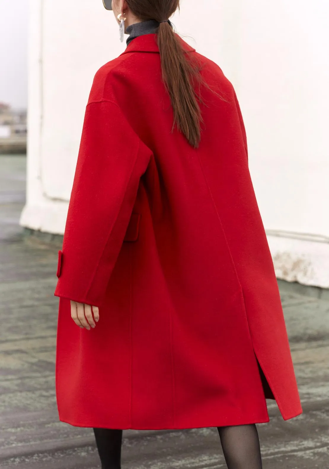 Oversized handmade duffle coat - Red