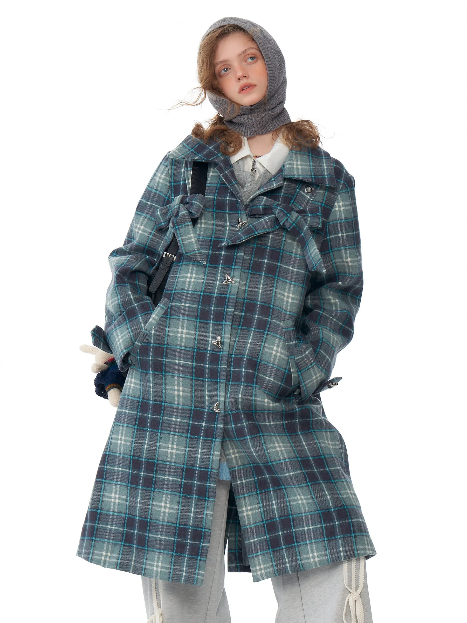 Plaid Toggle Duffle Coat