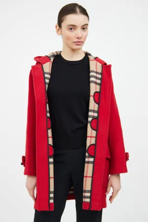 Red Duffle Toggle Coat