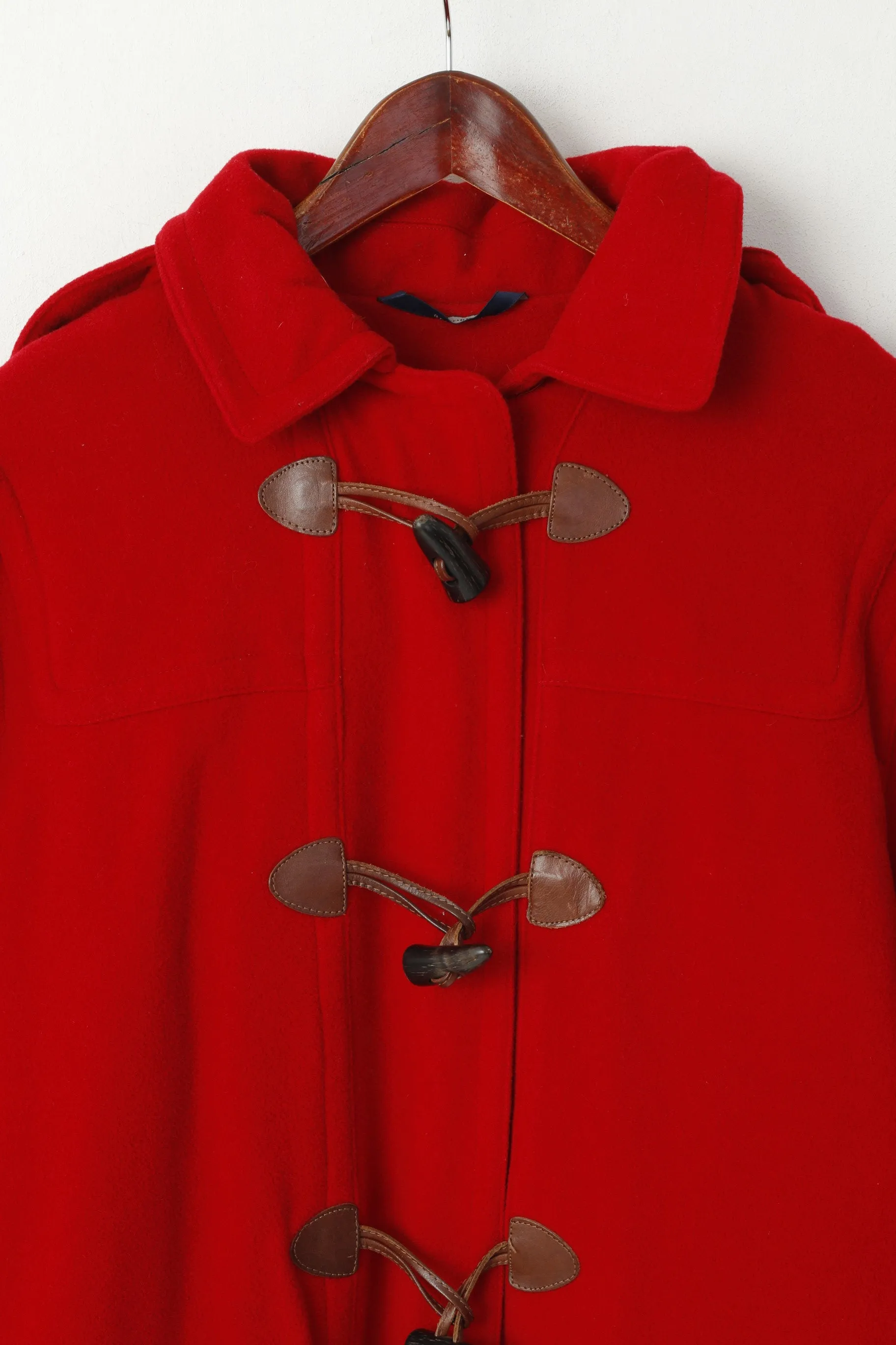 Redgreen Women M Duffle Jacket Red Wool Nylon Thinsulate Full Zipper Coat