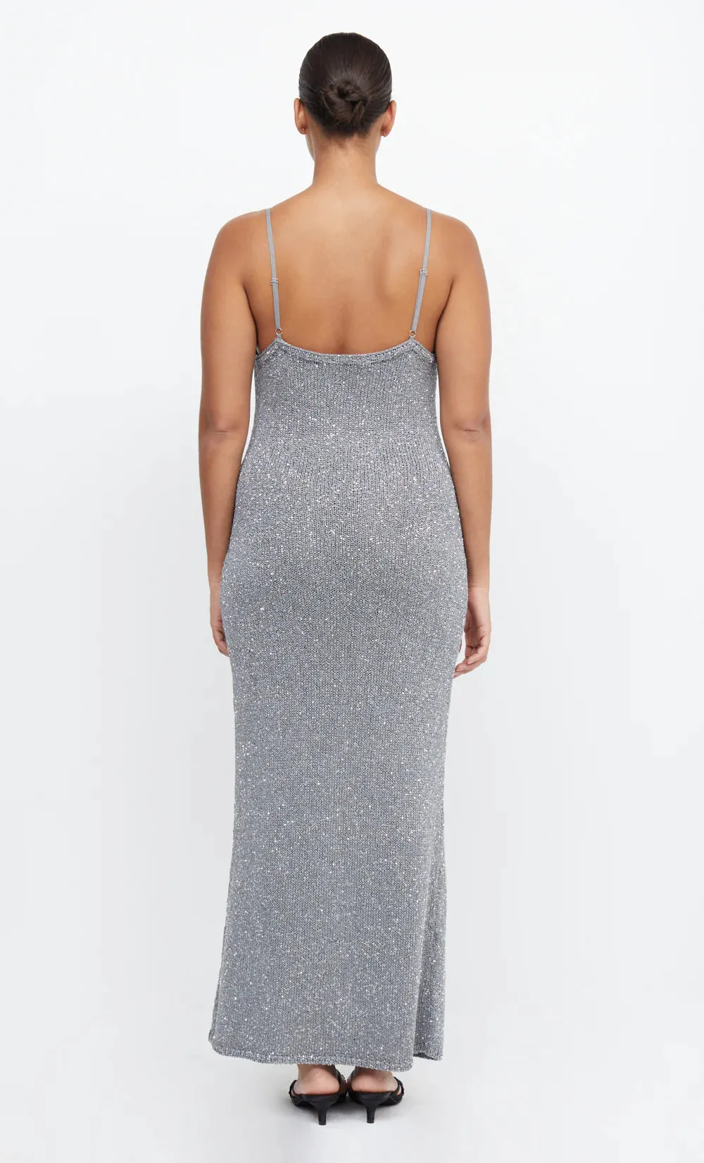 Sadie Sequin Slip Dress - Charcoal