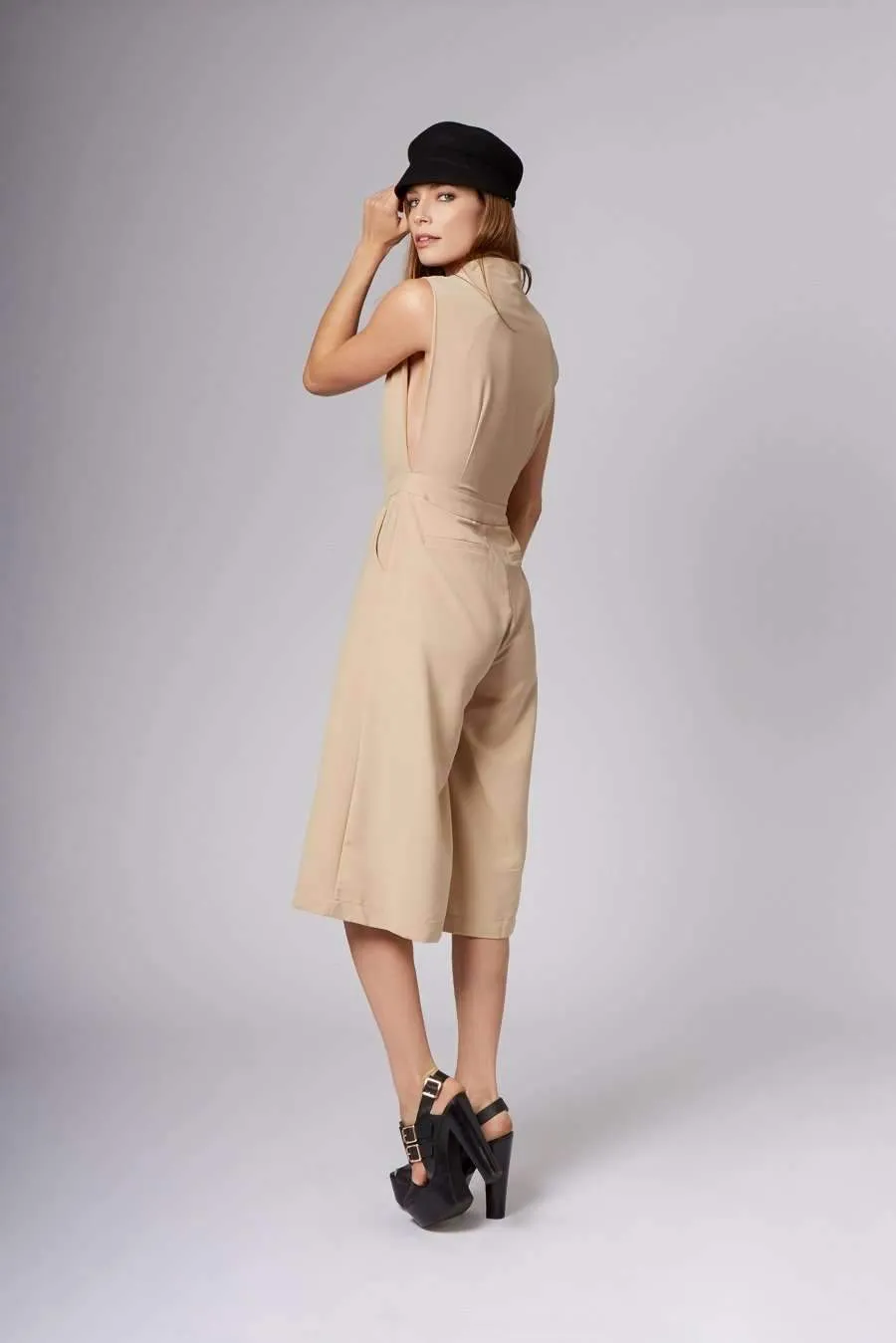 Simone Taupe Midi Jumpsuit