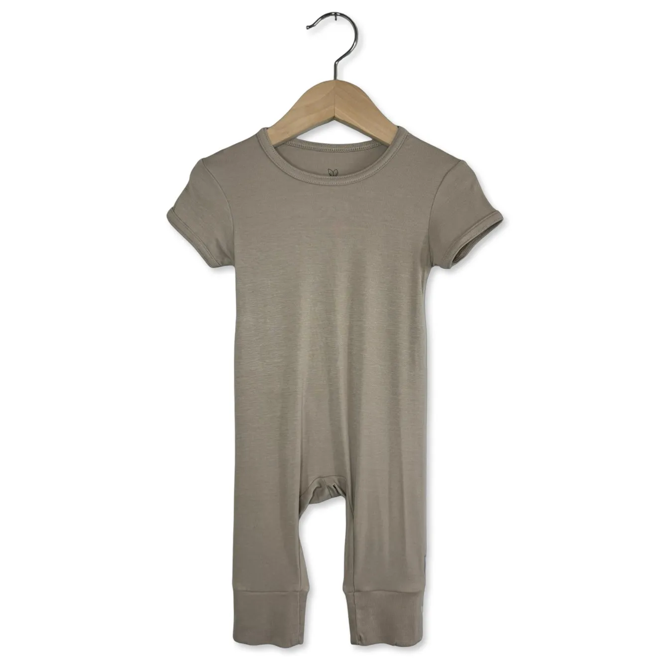 Taupe Mini Ribbed Short Long Romper