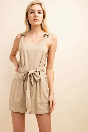 Taupe Square Neck Romper